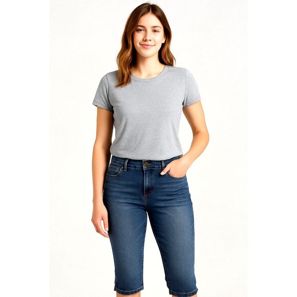 Lee Riders Women's Midrise Capri Jeans Size 4M Blue Stretch Denim Cropped Pants - Picture 1 of 11